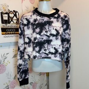 Socialite Black and White Tie-Dye Cropped Hoodie